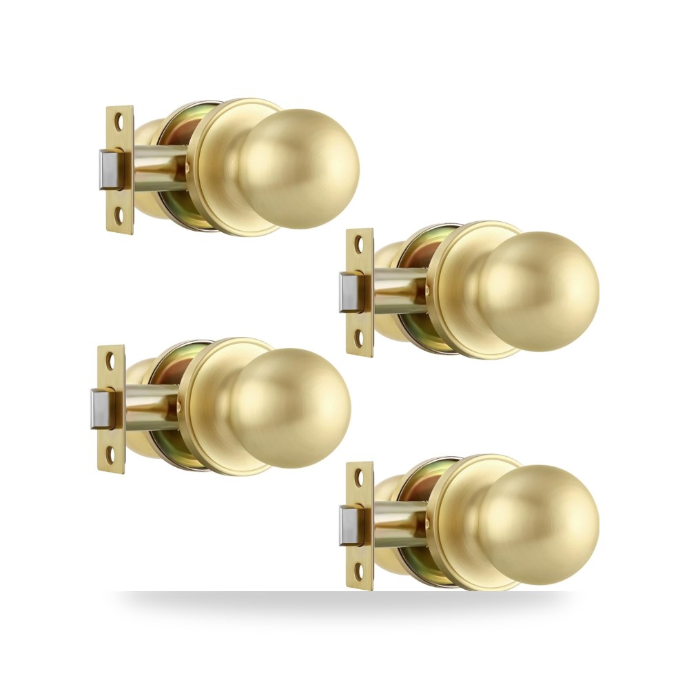 طقم أكرة ومقبض باب كروي معماري للأبواب السكنية والتجارية ذهبي مصقول فاخر (Brushed Gold) موديل B0DBLHZBZK