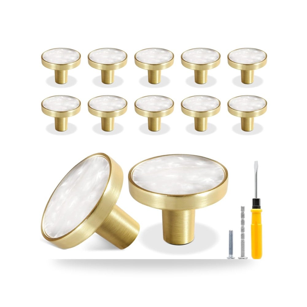 طقم مقابض وأزرار سحب للأدراج وتسريحات الأثاث ذهبي مصقول فاخر (Brushed Gold)