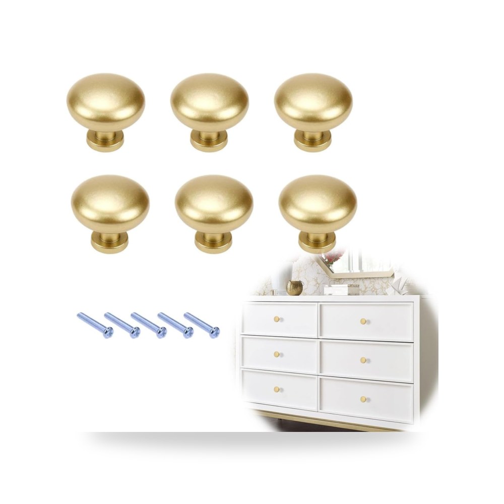 طقم مقابض وأزرار دواليب وخزائن المطبخ العصرية ذهبي مصقول فاخر (Brushed Gold) موديل B0CS34V5D4