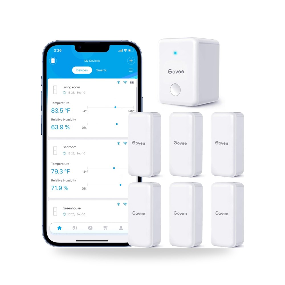 جوفي مقياس حرارة ورطوبة واي فاي 6 قطع H5100، جهاز استشعار