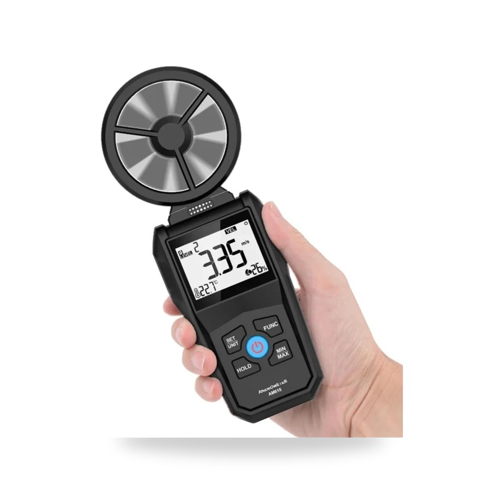 مقياس سرعة الرياح بشاشة LCD رقمية AM610 لقياس سرعة الرياح