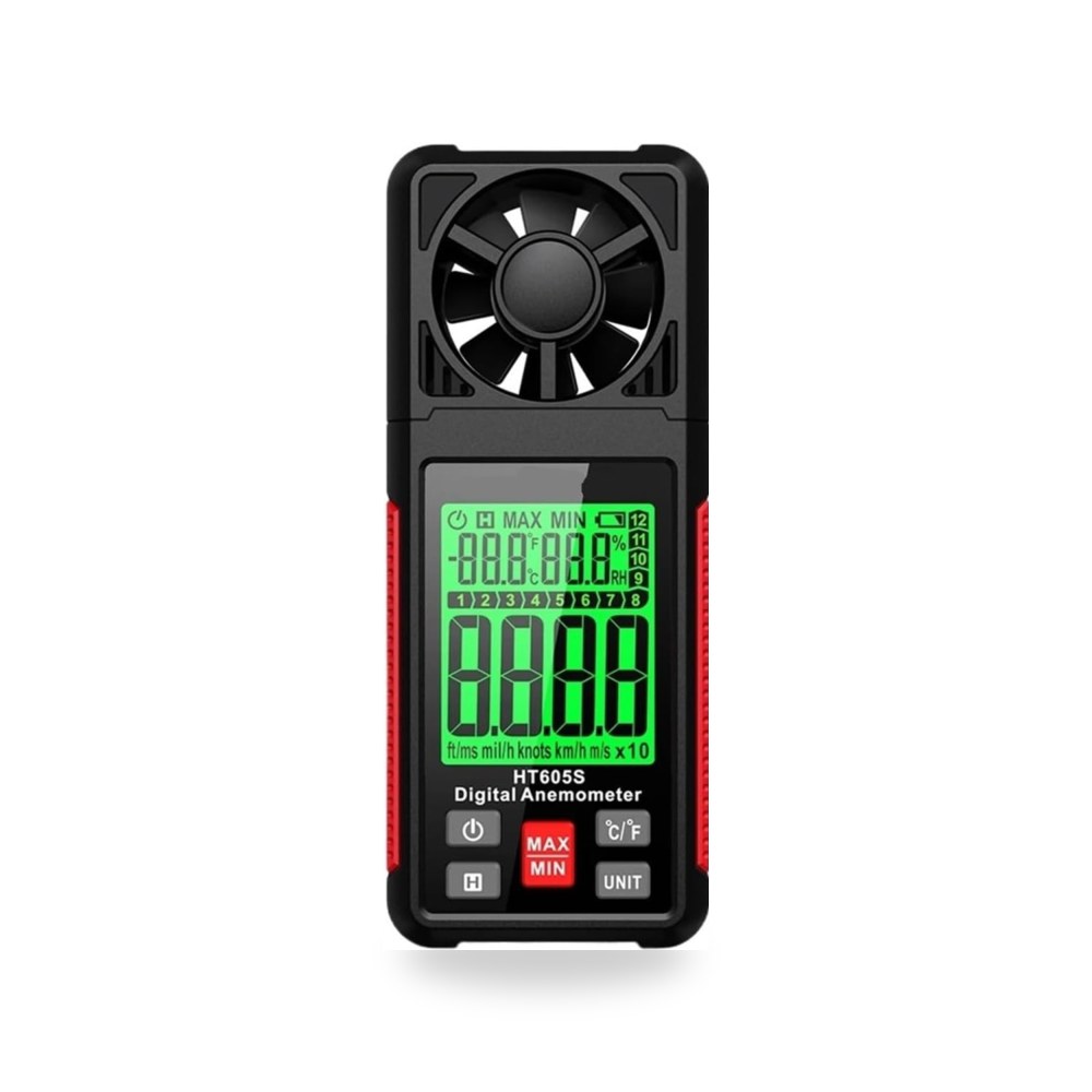 مقياس شدة الريح الرقمي HT605S لتدفق الهواء، مقياس سرعة