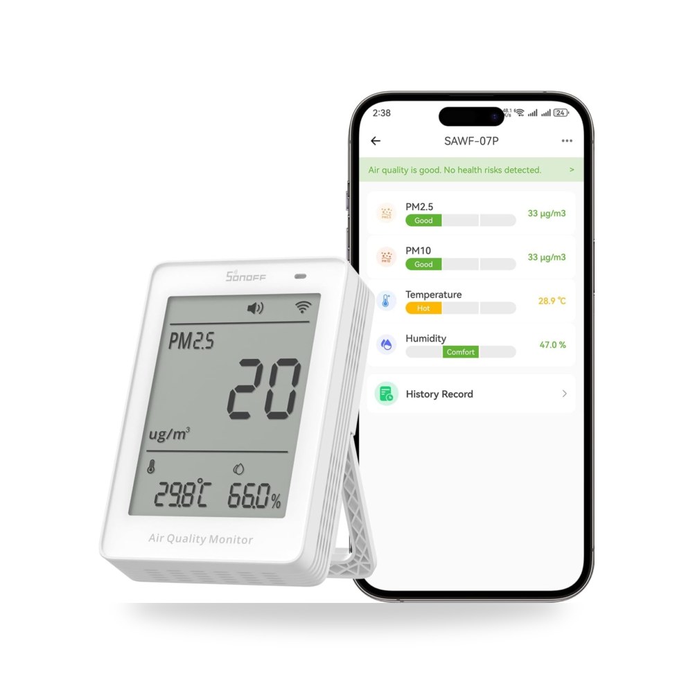 سونوف شاشة ذكية لجودة الهواء، PM2.5، كاشف PM10، درجة