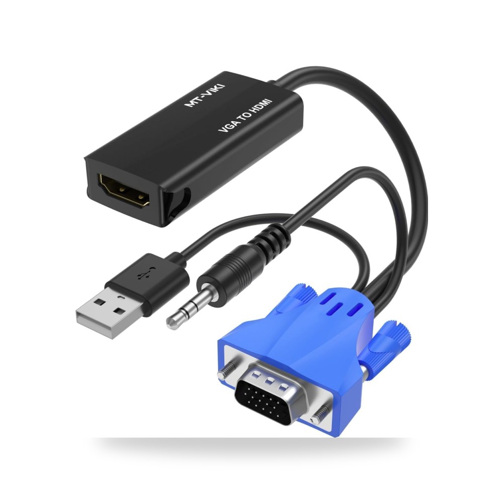محول VGA إلى HDMI، محول 1080P مع صوت طاقة USB كمبيوتر
