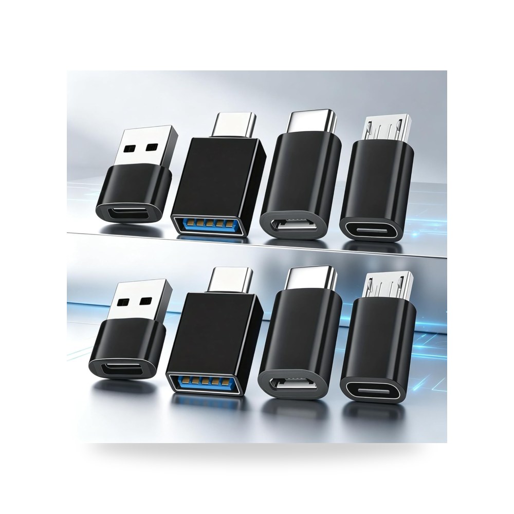 طقم USB الى USB C، مجموعة محول مايكرو USB الى 8 قطع