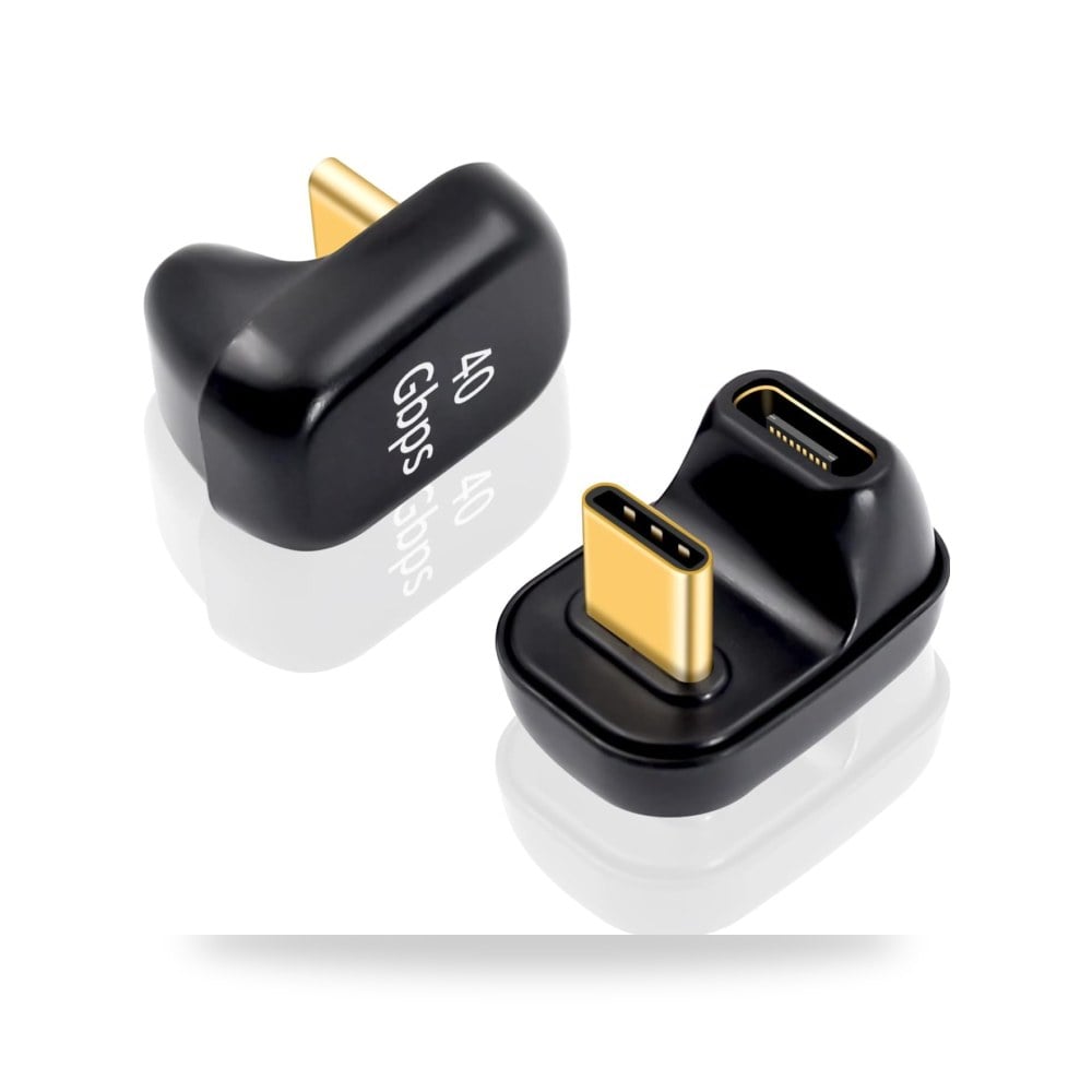 محول USB نوع C بشكل U دوار 180 درجة 100 واط، ذكر الى انثى متوافقة