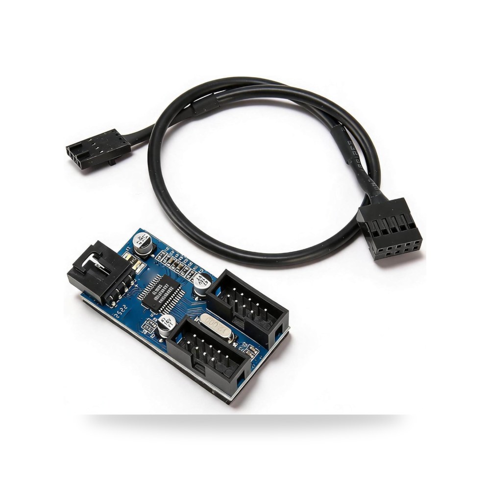 شريط موزع راس للوحة الام USB 2.0 ب9 دبابيس، 1 الى 2