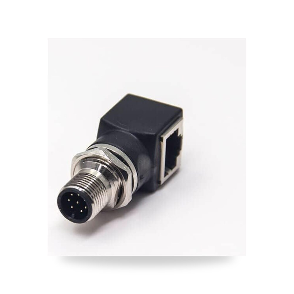 جهاز حاجز M12 الى ب8 دبابيس A كود مقاوم للماء قطعتين موديل RJ45