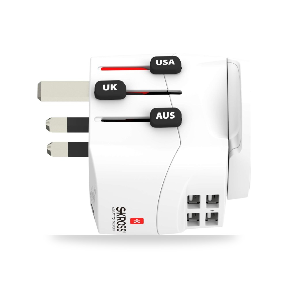 شاحن برو لايت USB 4 A مع USB ابيض، سكروس - محولات متعددة
