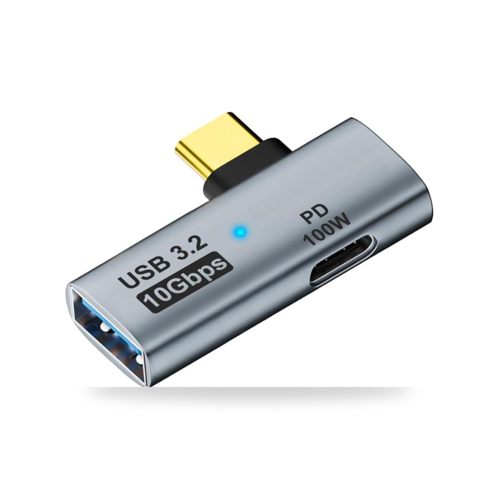 محول 2 × 1 USB C إلى USB 3.2 مع منفذ شحن، النوع C 100 واط من لينجي