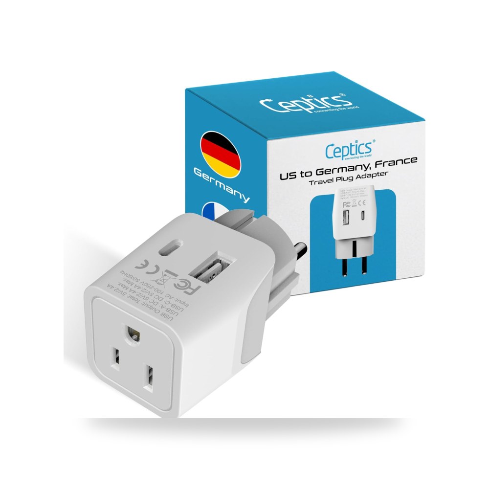 سبتيكس قابس محول السفر من شوكو والمانيا وفرنسا واسبانيا مع موديل USB-C