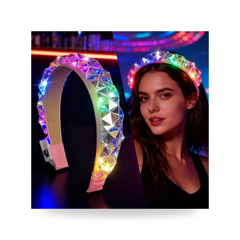 شريط راس باضاءة LED متوهجة، اكسسوارات شعر للحفلات التنكرية