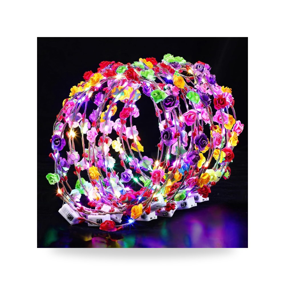 كوزويت 20 قطعة من تيجان زهور LED - شريط راس مضيء للنساء
