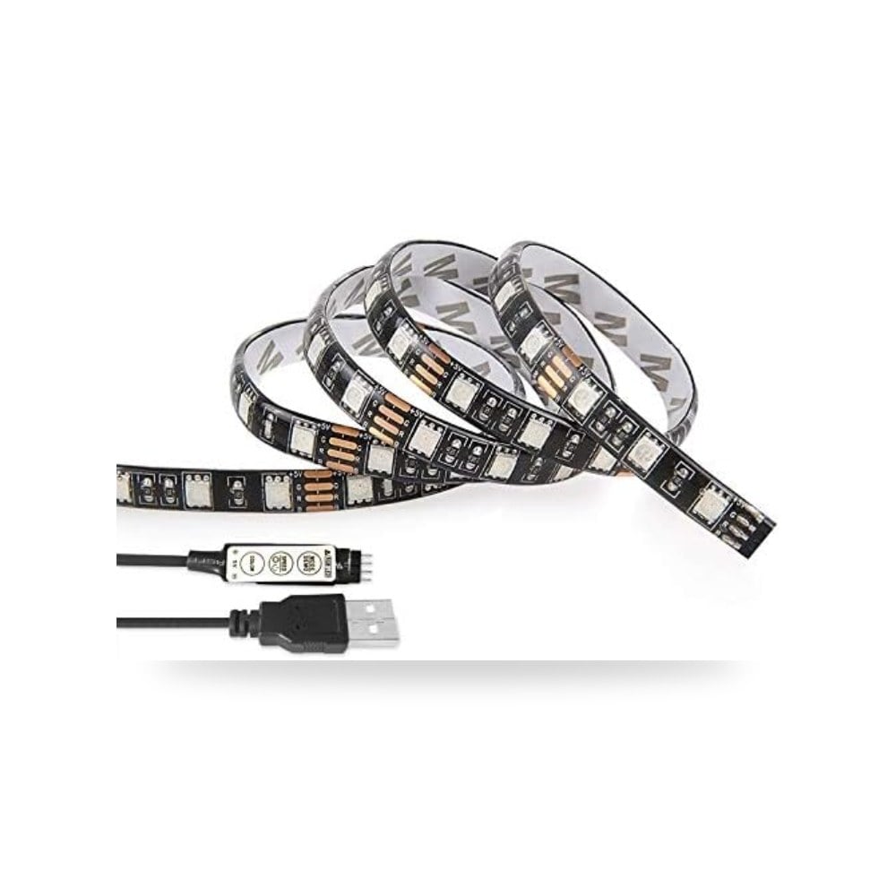شريط اضاءة LED 5 فولت USB 5050 بـ24 مفتاح للتحكم في غرفة