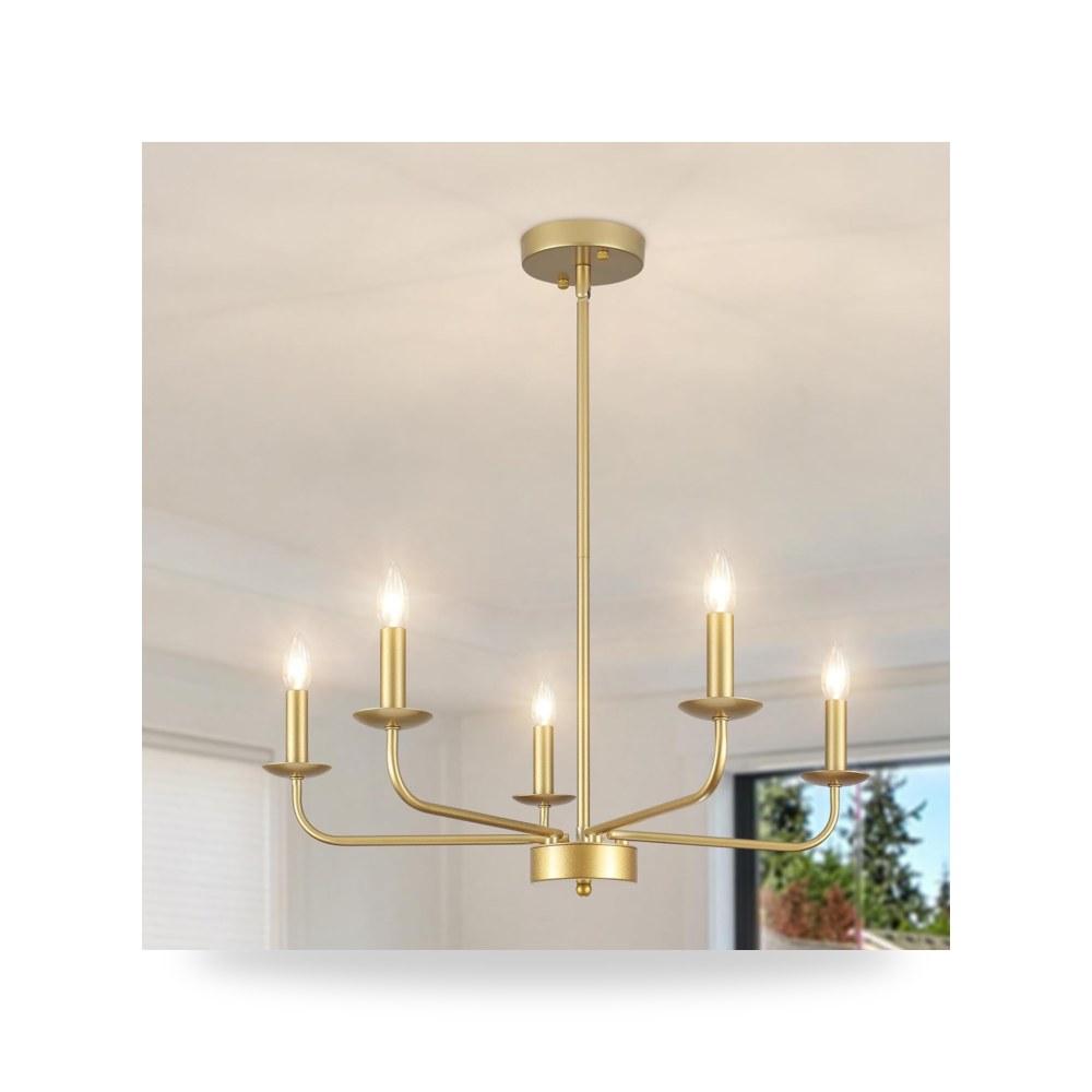 ثريا سقف ذهبية من كاريل، 5 مصابيح متدلية عتيقة، ريفي، ذهبي