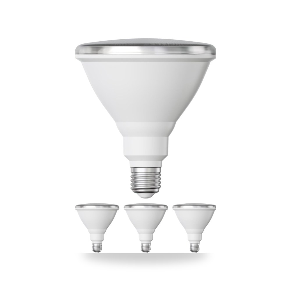 4 مصابيح LED E27 PAR38 ذات رقبة قصيرة بيضاء (4000 كلفن)