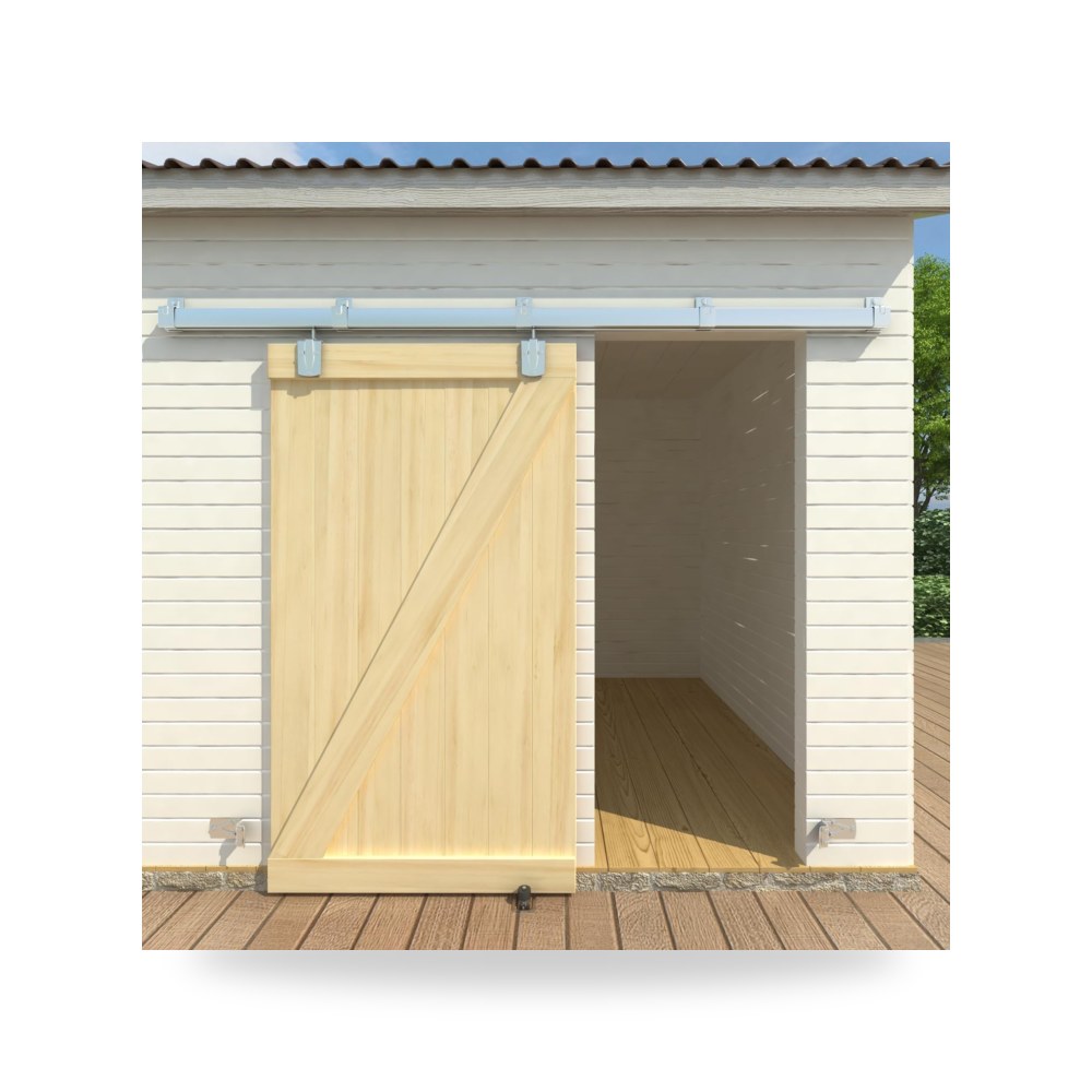 طقم مسار ومعدات تركيب باب الحظيرة المنزلق (Barn Door Hardware Kit) لون فضي