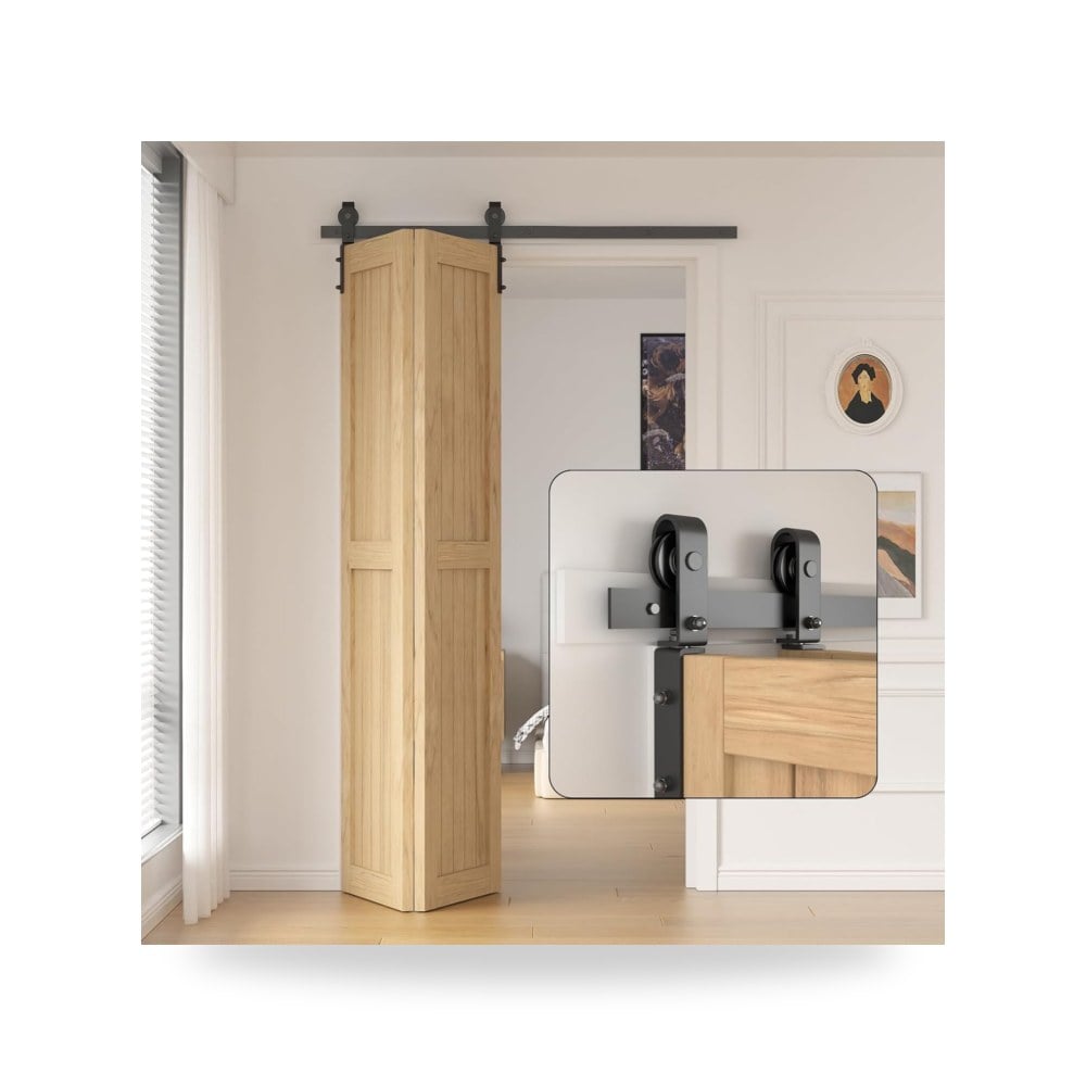 طقم مسار ومعدات تركيب باب الحظيرة المنزلق (Barn Door Hardware Kit) 60 انش لون اسود