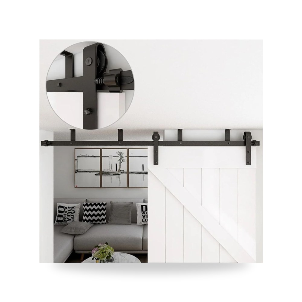 طقم مسار ومعدات تركيب باب الحظيرة المنزلق (Barn Door Hardware Kit) 122 سم
