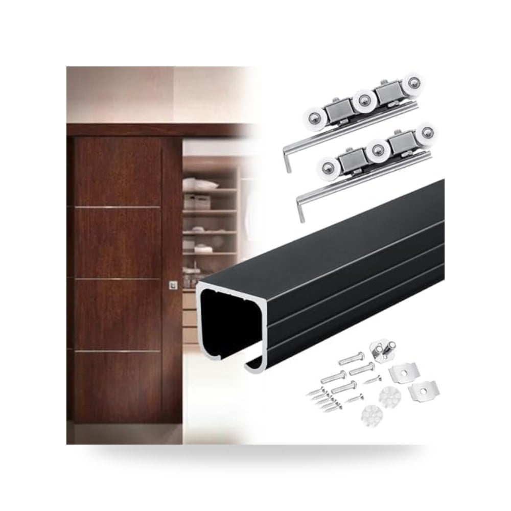 طقم مسار ومعدات تركيب باب الحظيرة المنزلق (Barn Door Hardware Kit) لون ذهبي