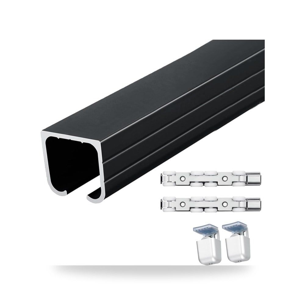طقم مسار وبكرات ودليل أبواب منزلقة وأبواب الجيب المعلقة (Pocket Door Hardware Kit) 400 سم