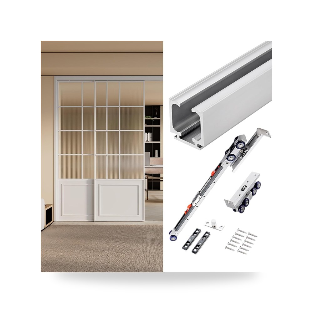 طقم مسار ومعدات تركيب باب الحظيرة المنزلق (Barn Door Hardware Kit)