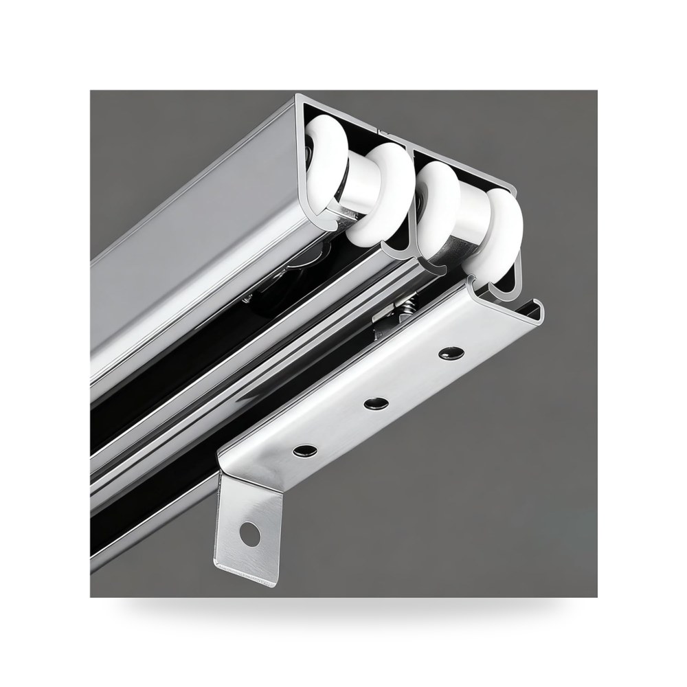 طقم مسار وبكرات ودليل أبواب منزلقة وأبواب الجيب المعلقة (Pocket Door Hardware Kit) 610 سم