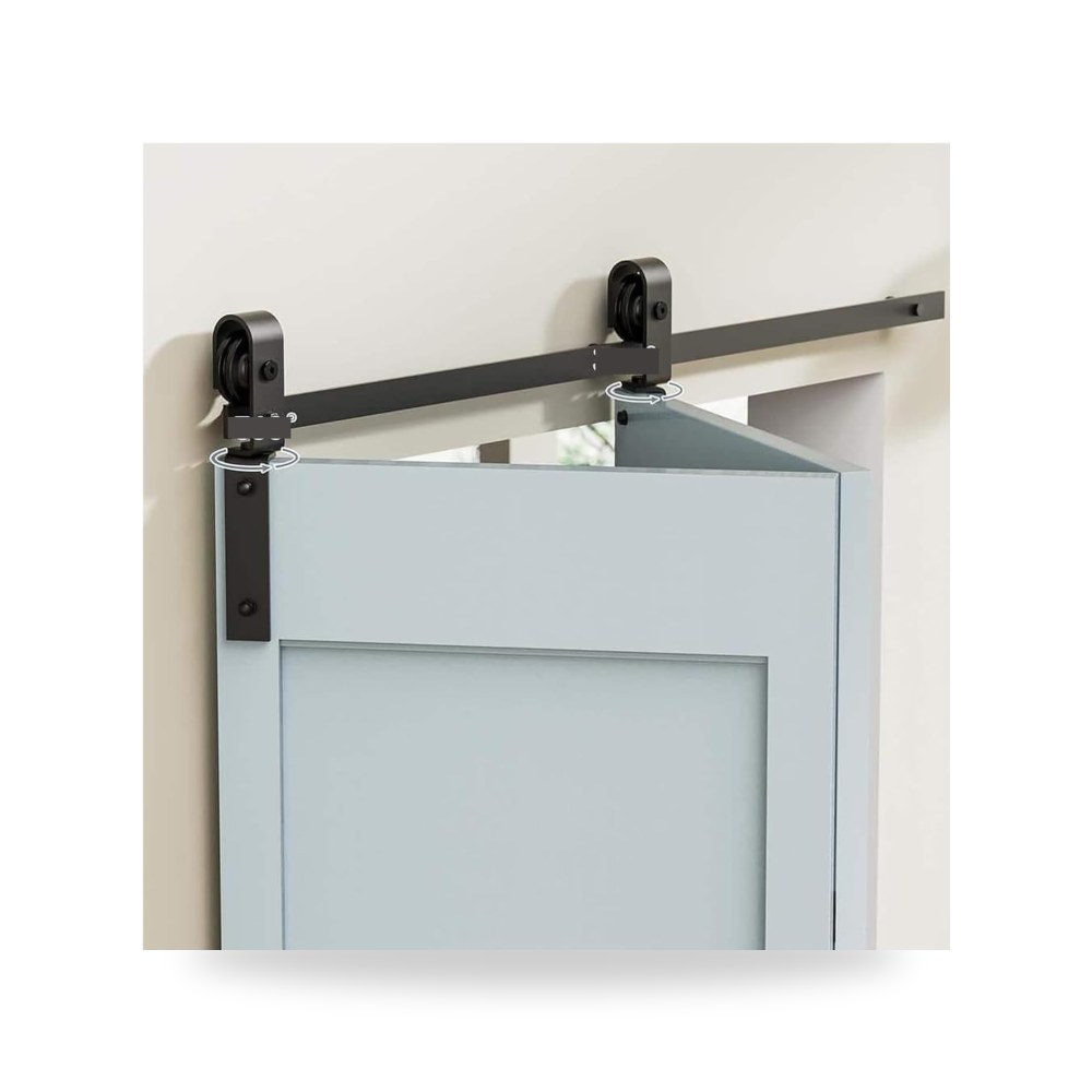 KJDJIQW طقم مسار ومعدات تركيب باب الحظيرة المنزلق (Barn Door Hardware Kit) موديل 3-10