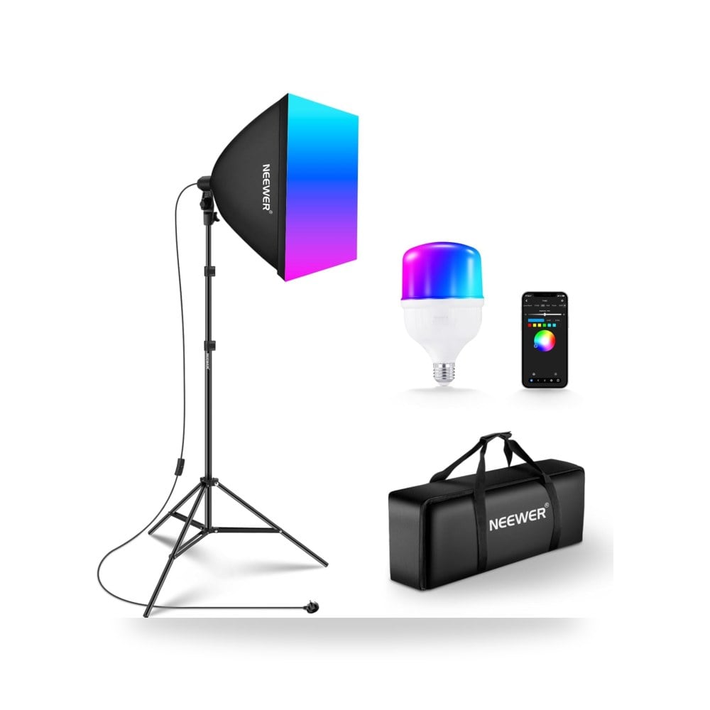 نيوير مجموعة اضاءة سوفت بوكس RGB مع تحكم عن طريق التطبيق و9 موديل CRI93