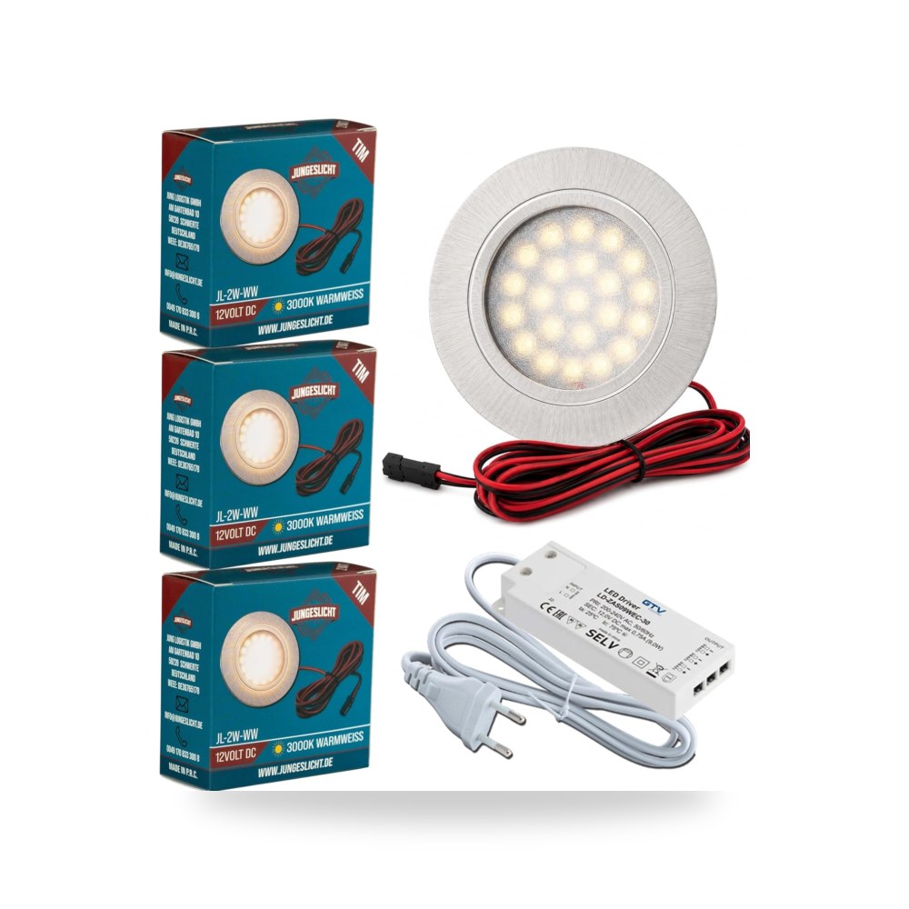 طقم اثاث مسطح LED 3 × من جونجيزليخت - مصباح كشاف مجوف 2 واط