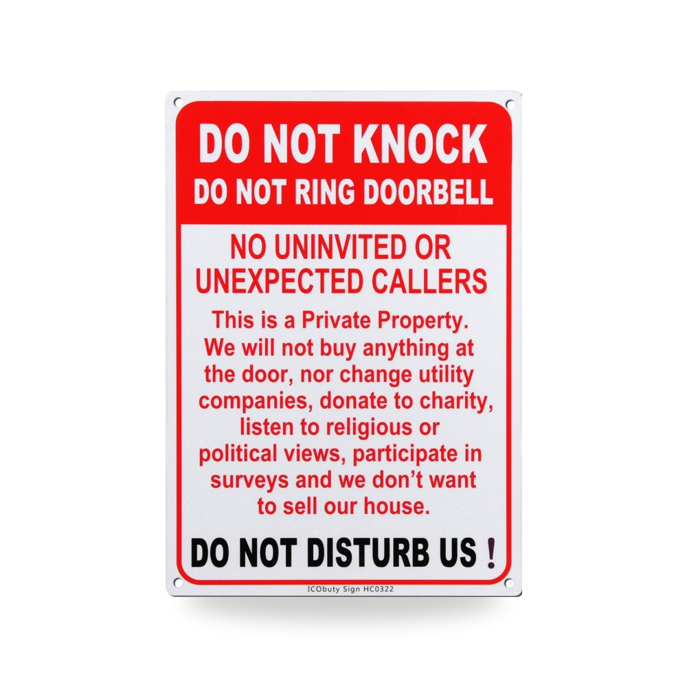 ايكوبيوتي لافتة مكتوب عليها عبارة "Do Not Knock Do Not Ring
