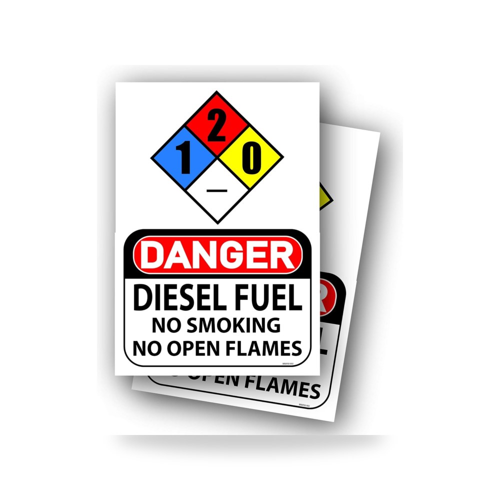 (عبوتان) لافتة DANGER Diesel Fuel No Smoking No Open Flames