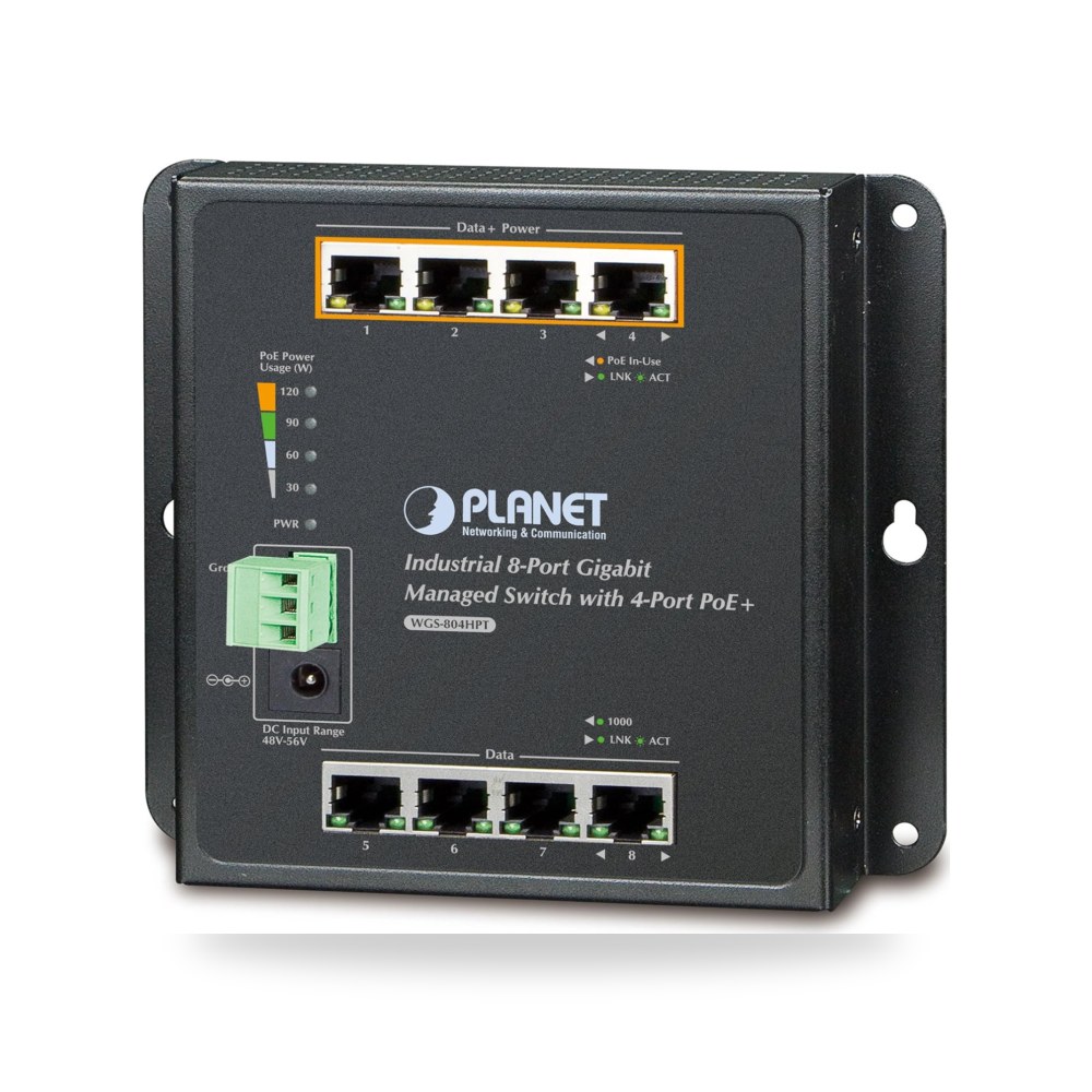 بلانيت WGS-804HPT صناعي 8 منافذ 10 - 100 - 1000T مثبت