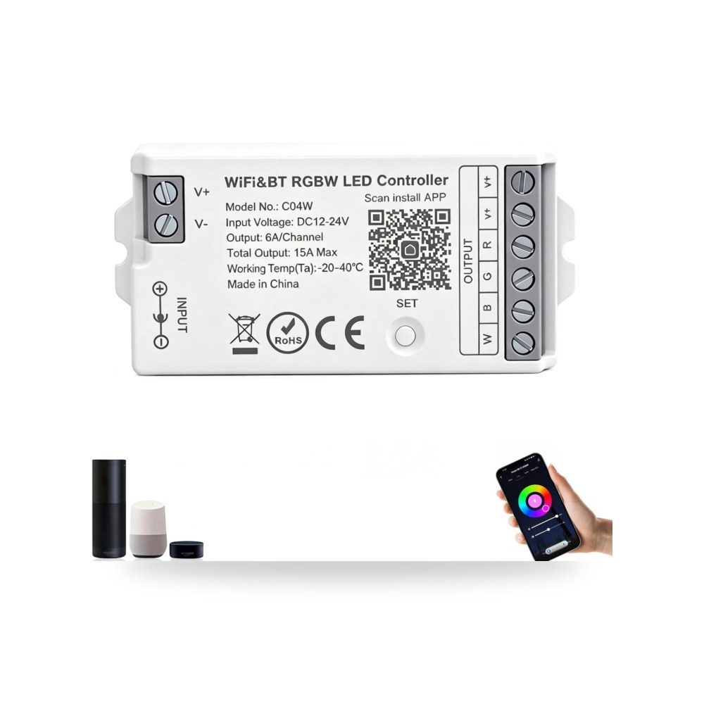 شريط تحكم باضاءة RGB LED C04W من فوسينغوت، مزود بـ4 دبابيس