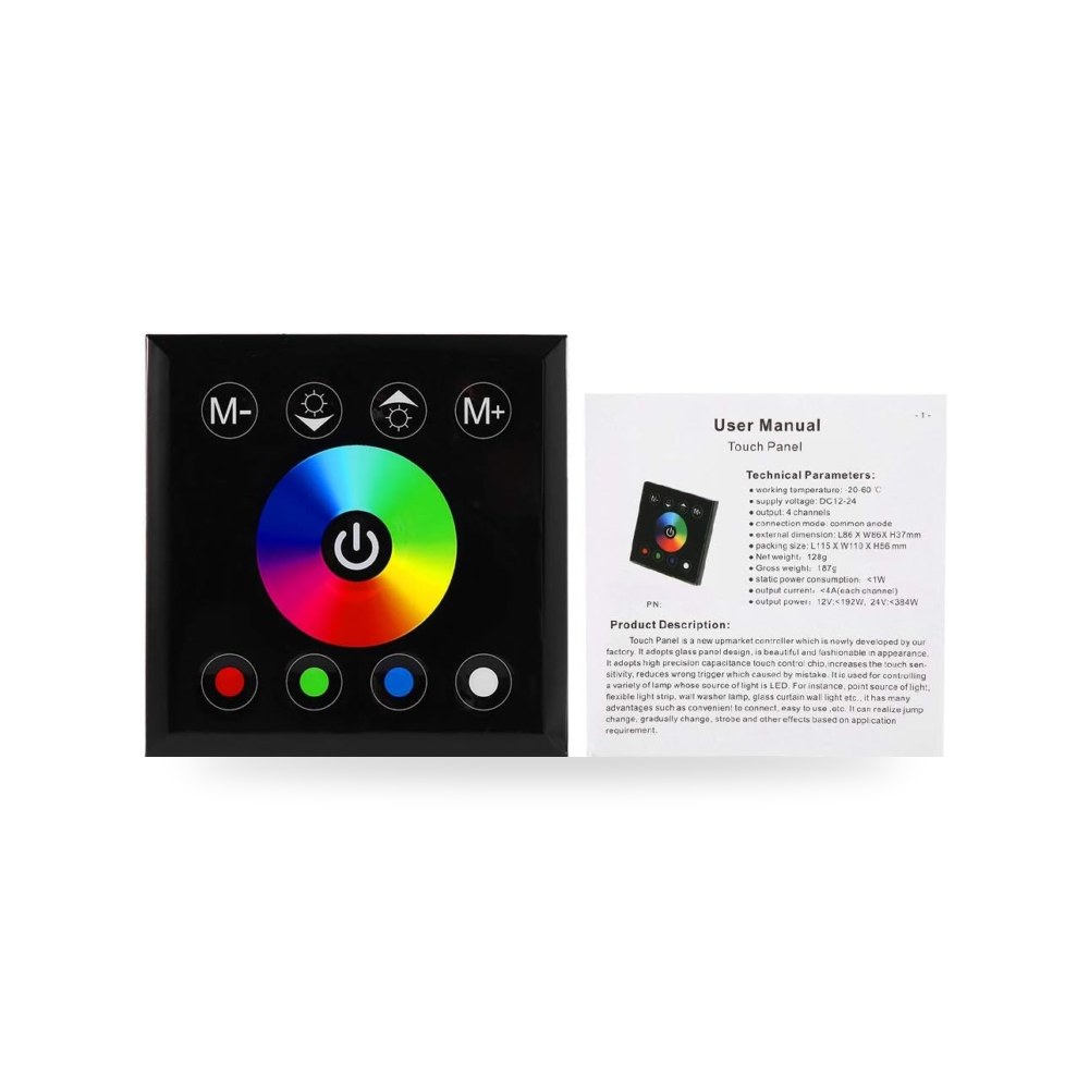 فابتر مفتاح تعتيم للوحة اللمس RGB LED ملونة مثبتة