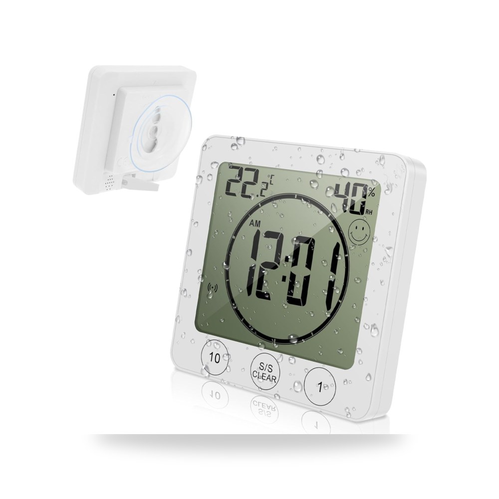 ساعة استحمام رقمية، ساعة حائط LCD مقاومة للماء IP25، مؤقت