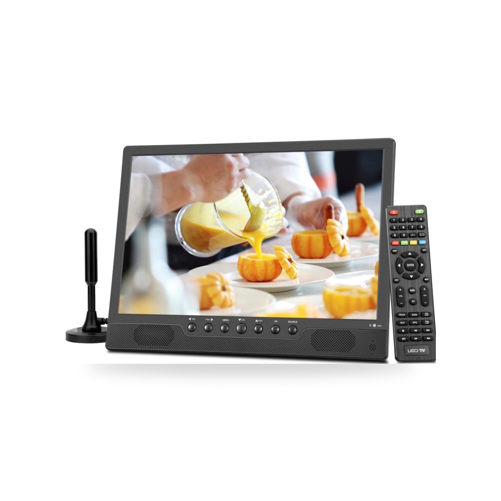 تلفزيون رقمي DVB-T2 محمول 14.1 بوصة، فريفيو، بطارية قابلة كيه سي ار