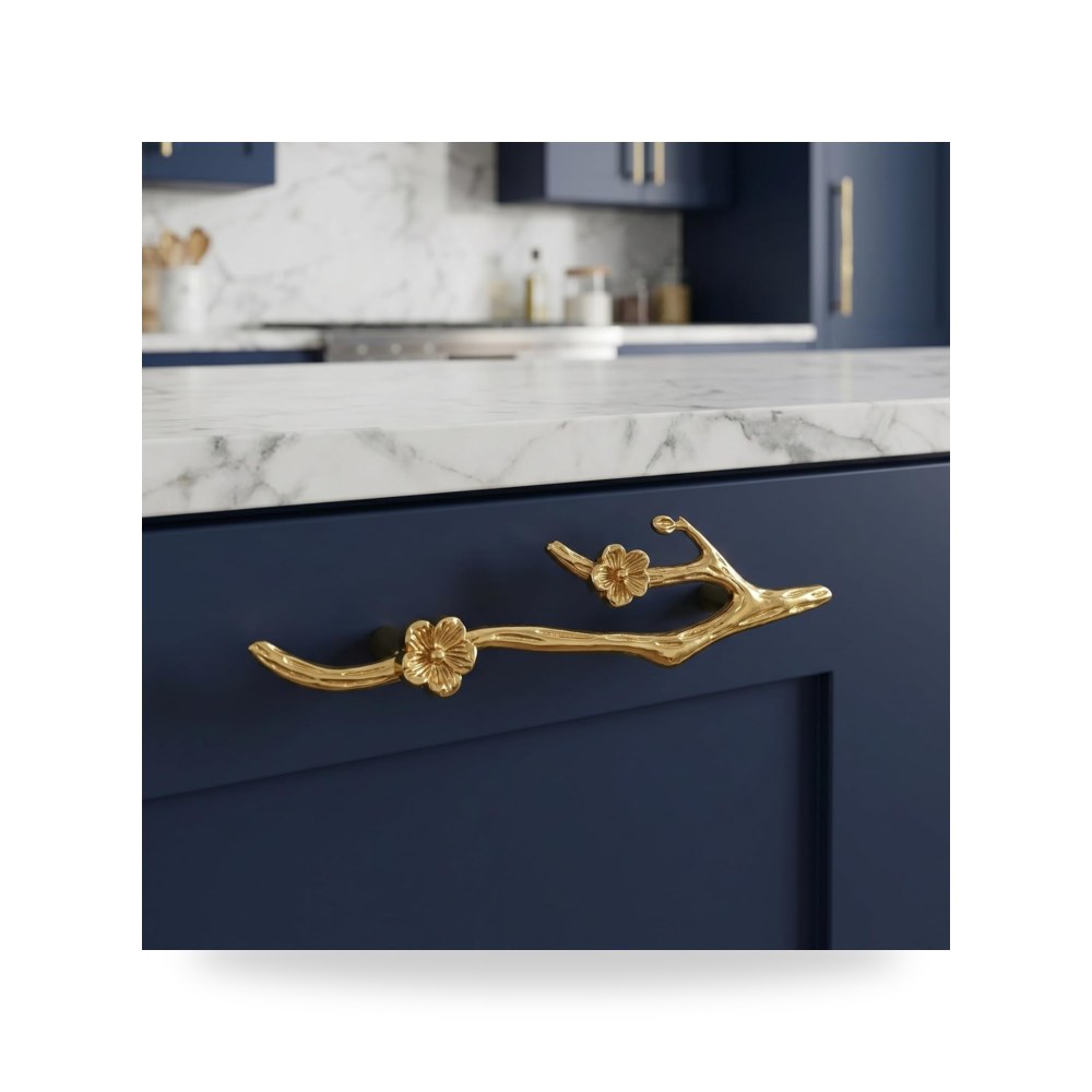 طقم مقابض سحب وخزائن فخمة من خشب زان طبيعي صلب للأبواب والأدراج ماركة Hardware Handles Pro