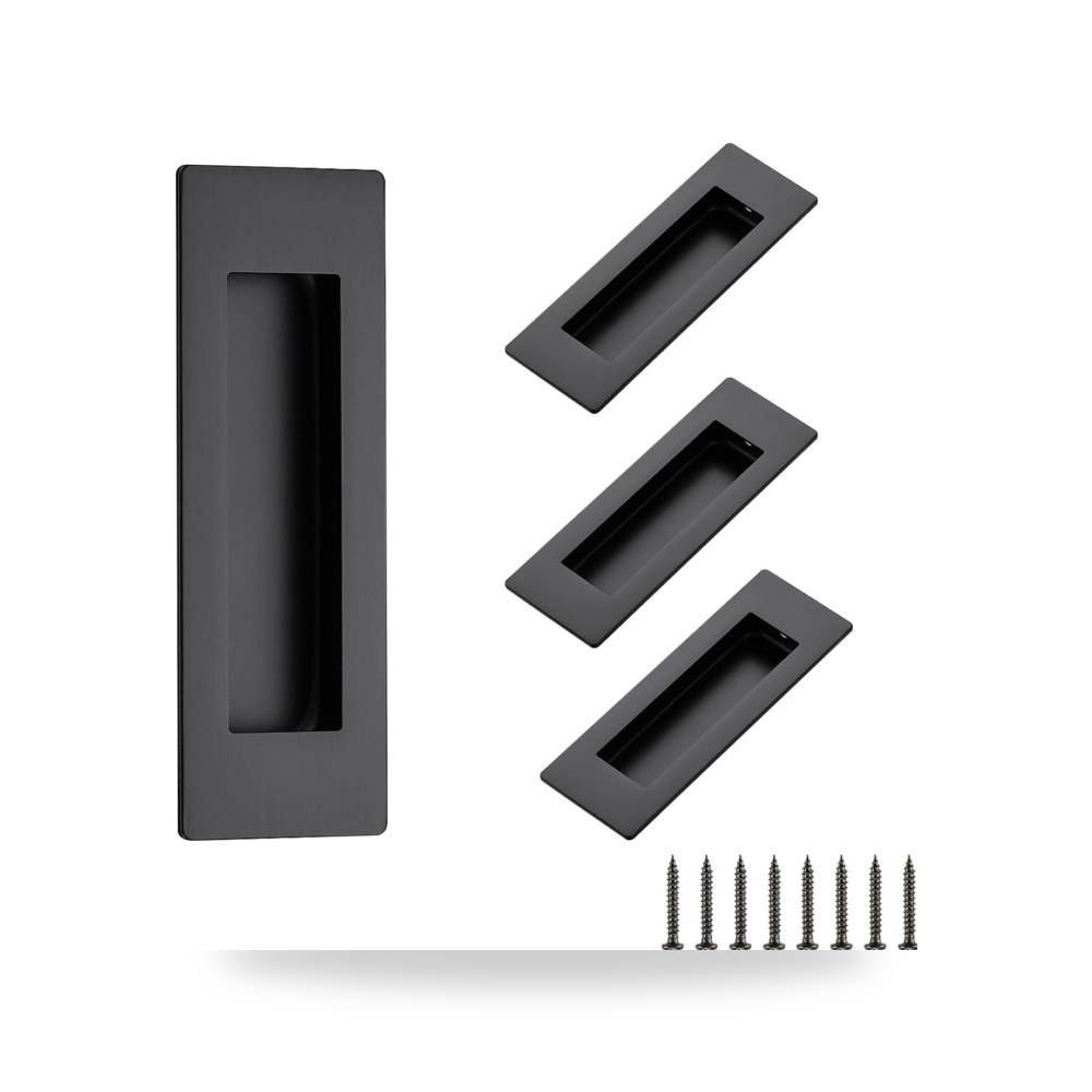 طقم مقابض وأزرار دواليب وخزائن المطبخ العصرية 4 قطع أسود مطفي فاخر (Matte Black) موديل B0B5ZZB68K