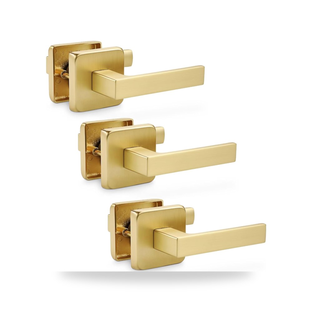 طقم مقابض وأزرار دواليب وخزائن المطبخ العصرية ذهبي مصقول فاخر (Brushed Gold) موديل B0F1N4DH44