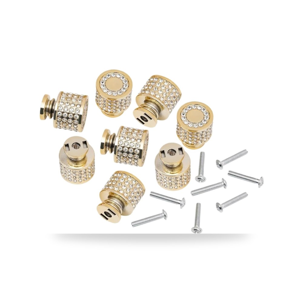 طقم مقابض وأزرار دواليب وخزائن المطبخ العصرية 8 قطع ذهبي مصقول فاخر (Brushed Gold) ريمكو