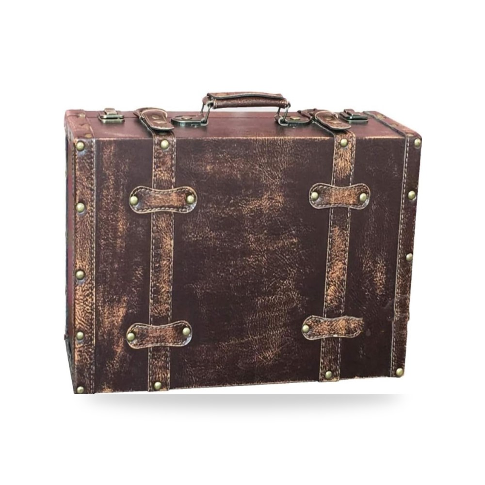 شنطة سفر عتيقة، شنطة سفر كلاسيكية من الخشب العتيق، دعائم موديل G-38x25x14