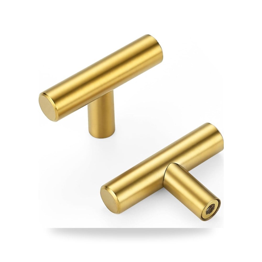 طقم مقابض وأزرار سحب للأدراج وتسريحات الأثاث ذهبي مصقول فاخر (Brushed Gold) موديل B0FDB99NPF