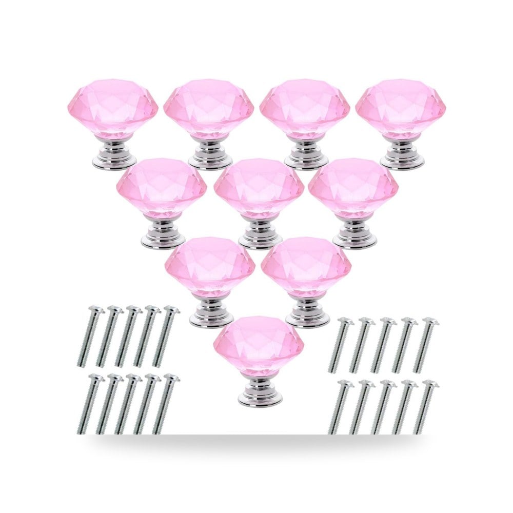 ايه كيه ستور 10 قطع من مقابض خزانة الزجاج الكريستالي 30 ملم على شكل الماس درج خزائن