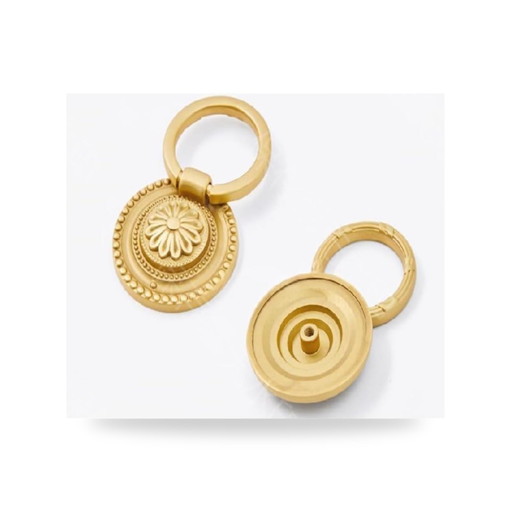 طقم مقابض وأزرار دواليب وخزائن المطبخ العصرية ذهبي مصقول فاخر (Brushed Gold) تزويق