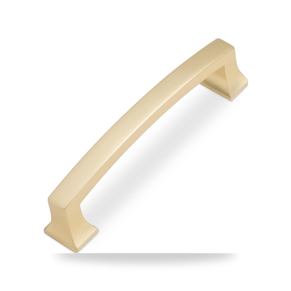 طقم مقابض وأزرار سحب للأدراج وتسريحات الأثاث 96mm ذهبي مصقول فاخر (Brushed Gold) ريمكو