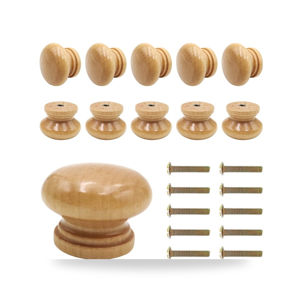 طقم مقابض سحب وخزائن فخمة من خشب زان طبيعي صلب للأبواب والأدراج ماركة Hardware Handles