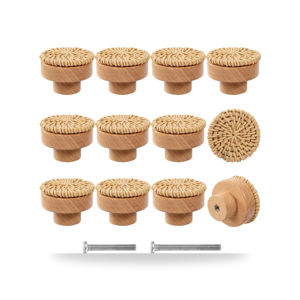 طقم مقابض سحب وخزائن فخمة من خشب زان طبيعي صلب للأبواب والأدراج ماركة Hardware Handles