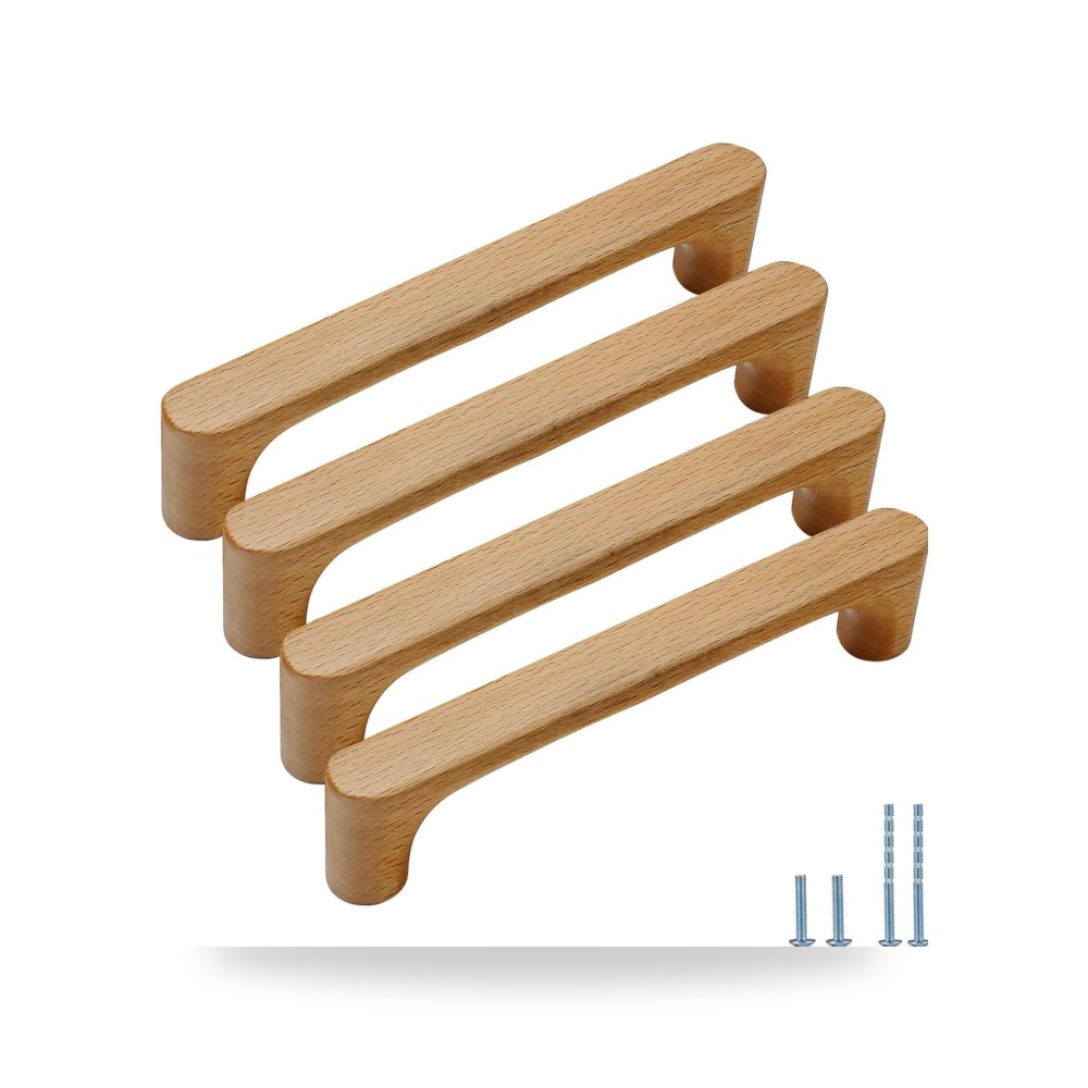 طقم مقابض سحب وخزائن فخمة من خشب زان طبيعي صلب للأبواب والأدراج ماركة Hardware Handles