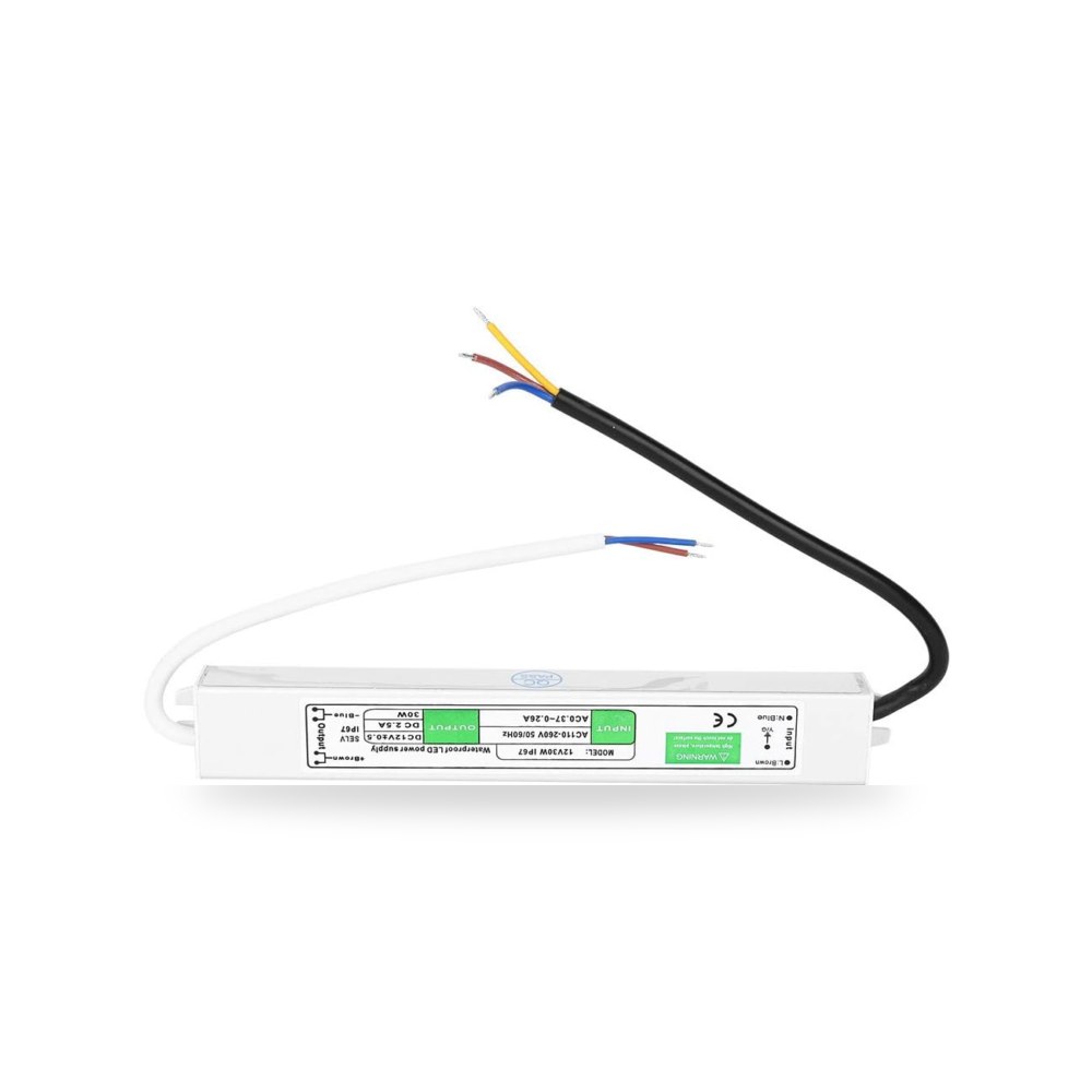 محول امداد طاقة LED مقاوم للماء، 12 فولت 30 هيليلاند